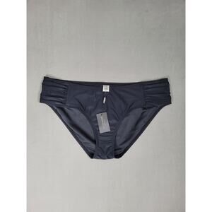 Ocean Blues Women's Ruched Sides Bikini Bottom Large Black NWT